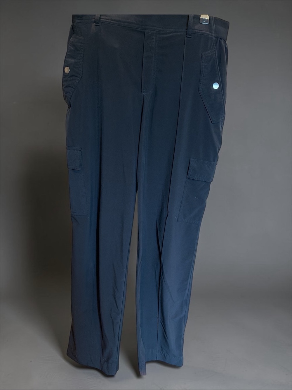 Athleta Black Straight-Leg Cargo Pants with Snap Details